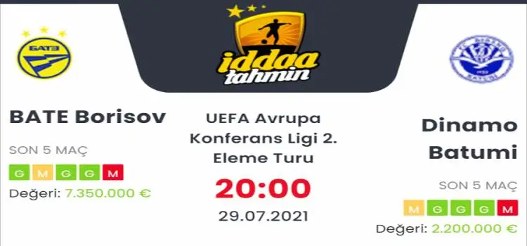 Bate Borisov Dinamo Batumi İddaa Maç Tahmini 29 Temmuz 2021