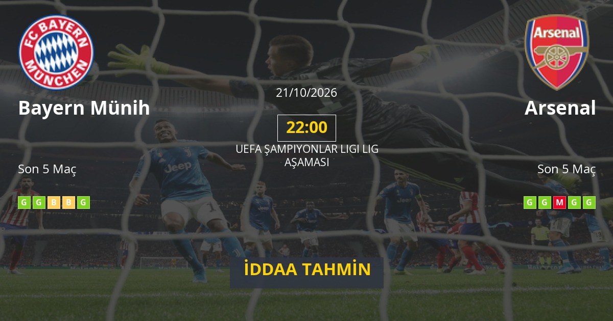 Bayern Münih Arsenal İddaa Maç Tahmini 21 Ekim 2026
