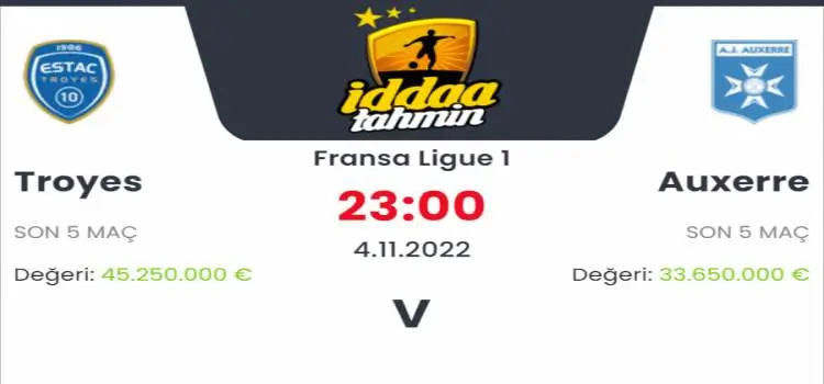 Troyes Auxerre İddaa Maç Tahmini 4 Kasım 2022