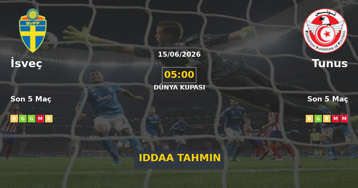 İsveç Tunus İddaa Maç Tahmini 15 Haziran 2026
