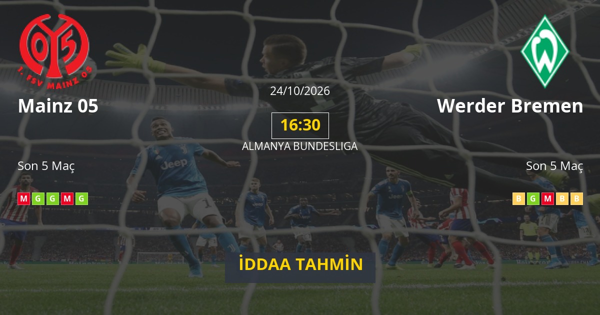 Mainz 05 Werder Bremen İddaa Maç Tahmini 24 Ekim 2026