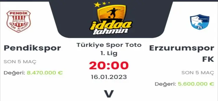 Pendikspor Erzurumspor İddaa Maç Tahmini 16 Ocak 2023