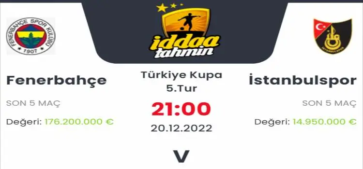 Fenerbahçe İstanbulspor İddaa Maç Tahmini 20 Aralık 2022