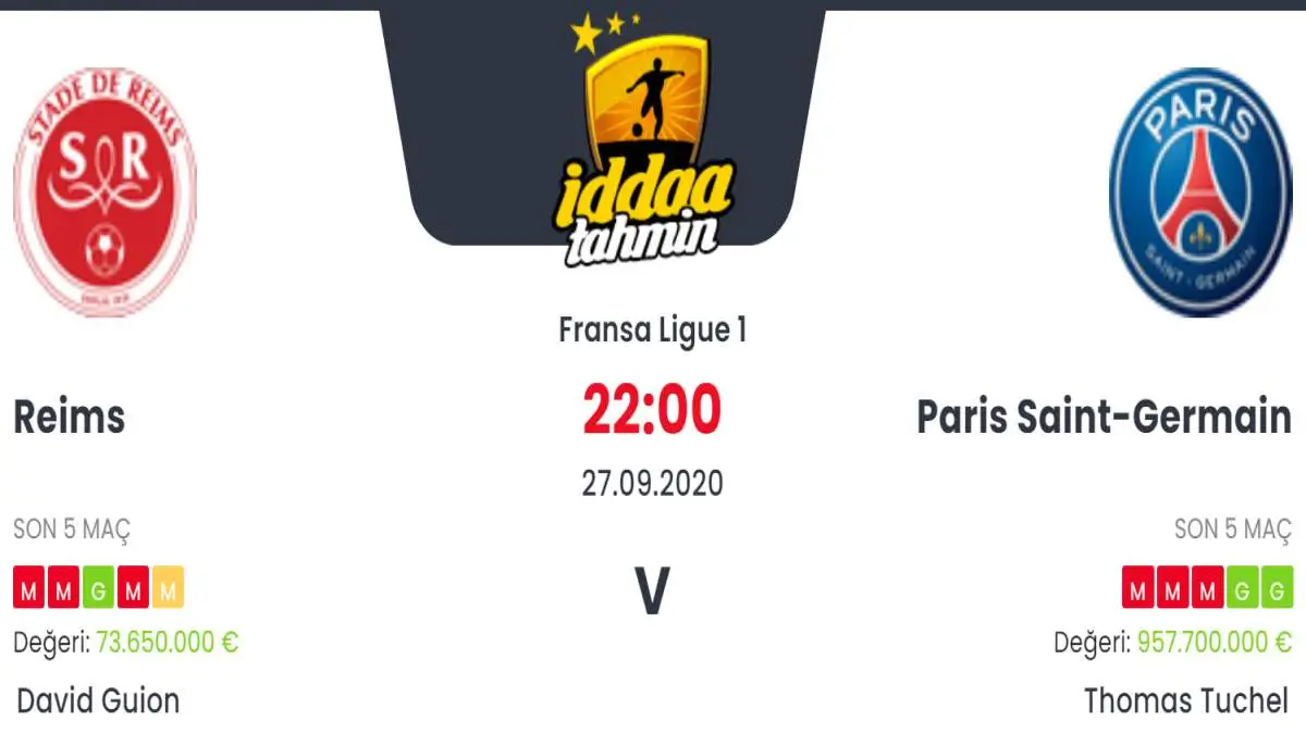 Reims PSG İddaa ve Maç Tahmini 27 Eylül 2020