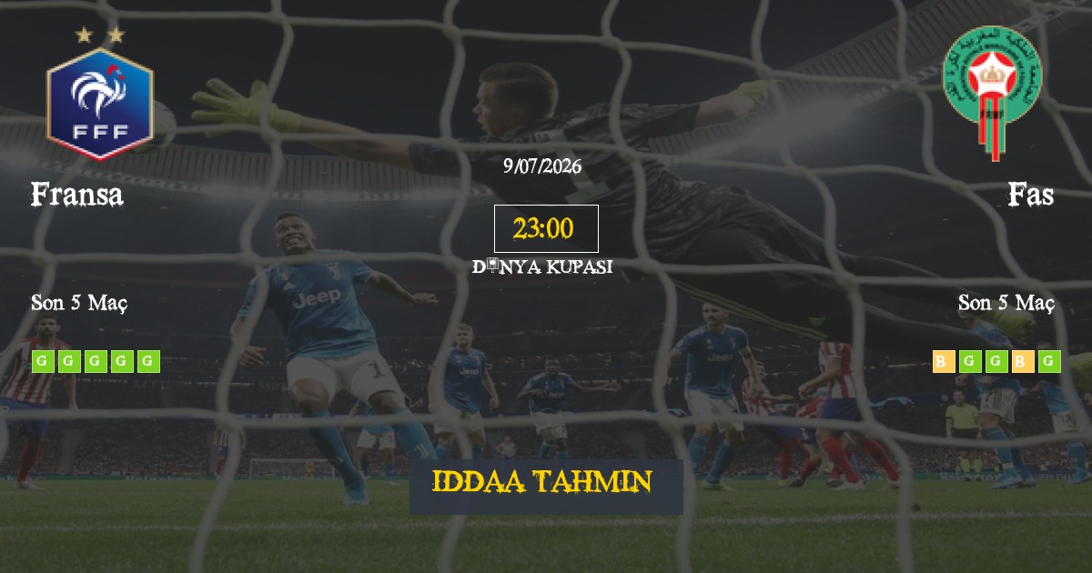 Fransa Fas İddaa Maç Tahmini 09 Temmuz 2026