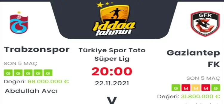 Trabzonspor Gaziantep İddaa Maç Tahmini 22 Kasım 2021