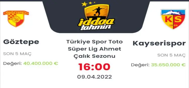 Göztepe Kayserispor İddaa Maç Tahmini 9 Nisan 2022