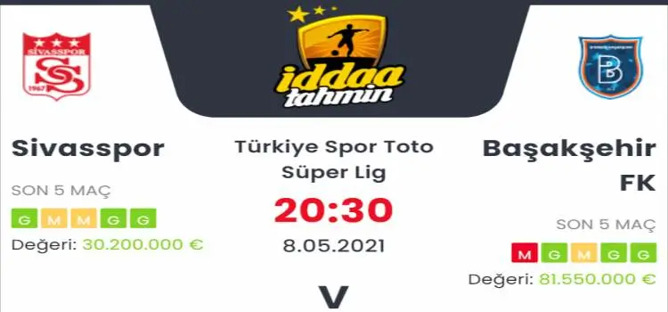 Sivasspor Başakşehir İddaa Maç Tahmini 8 Mayıs 2021