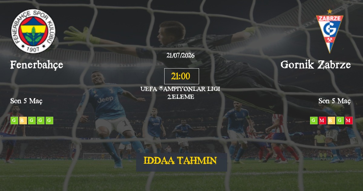 Fenerbahçe Gornik Zabrze İddaa Maç Tahmini 21 Temmuz 2026
