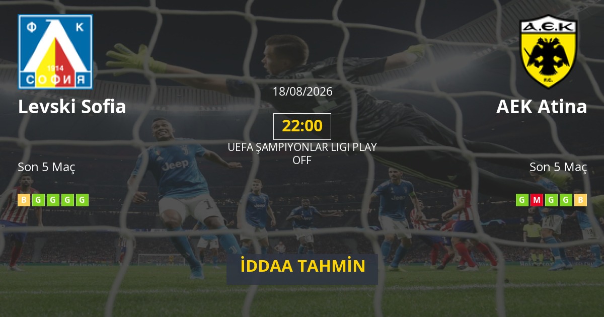 Levski Sofia AEK Atina İddaa Maç Tahmini 18 Ağustos 2026