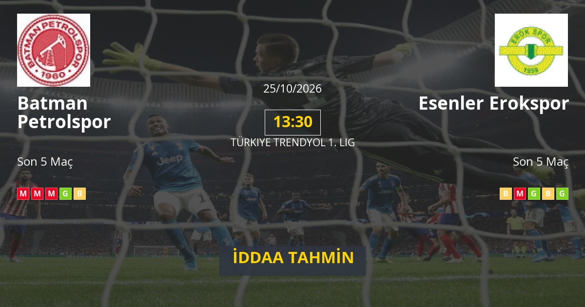 Batman Petrolspor Esenler Erokspor İddaa Maç Tahmini 25 Ekim 2026