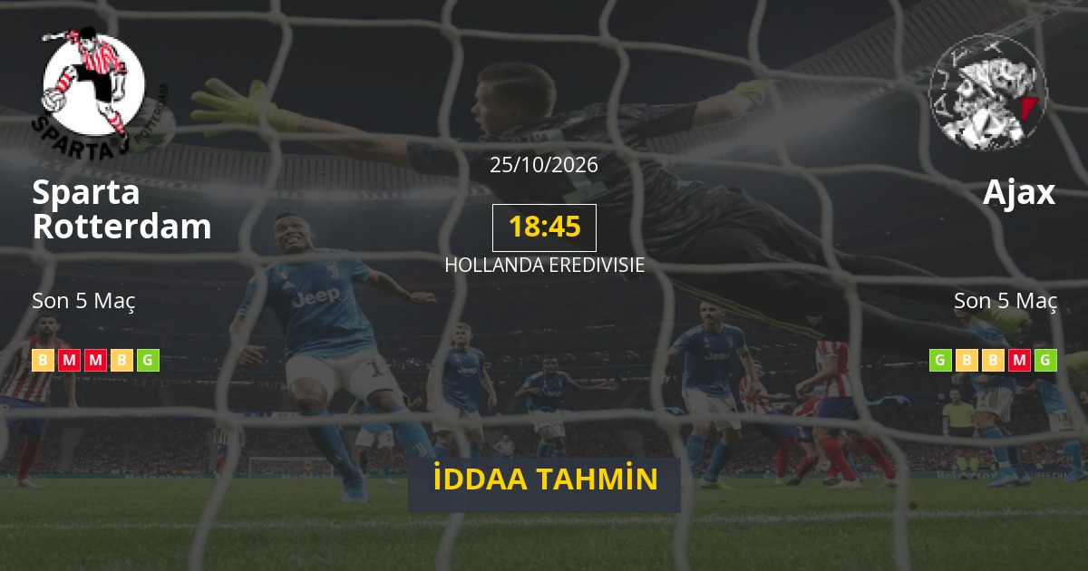 Sparta Rotterdam Ajax İddaa Maç Tahmini 25 Ekim 2026