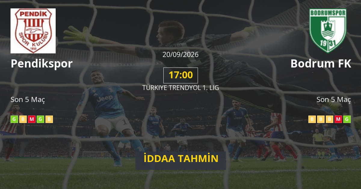 Pendikspor Bodrum FK İddaa Maç Tahmini 20 Eylül 2026