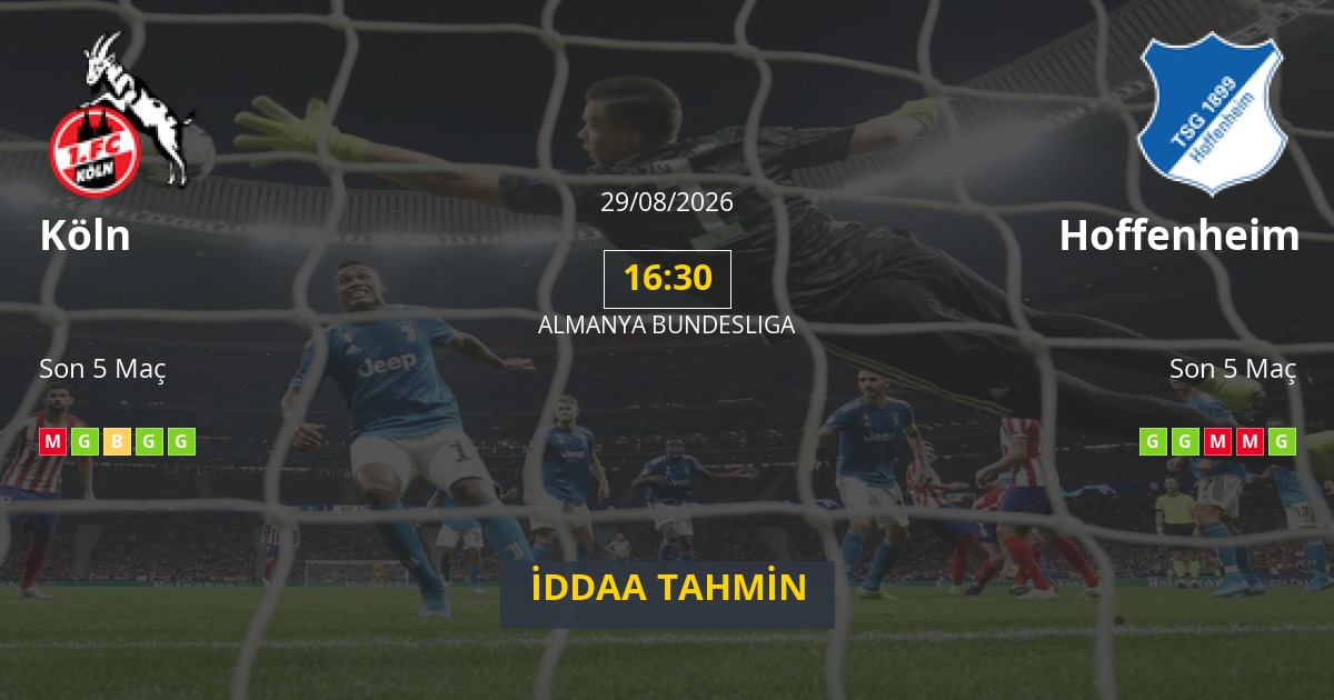 Köln Hoffenheim İddaa Maç Tahmini 29 Ağustos 2026