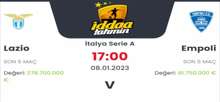 Lazio Empoli İddaa Maç Tahmini 8 Ocak 2023