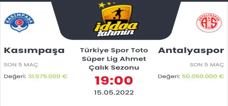 Kasımpaşa Antalyaspor İddaa Maç Tahmini 15 Mayıs 2022