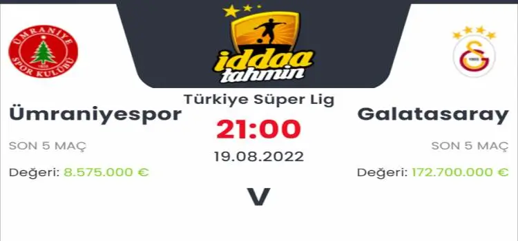 Ümraniyespor Galatasaray İddaa Maç Tahmini 19 Ağustos 2022