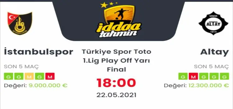 İstanbulspor Altay İddaa Maç Tahmini 22 Mayıs 2021