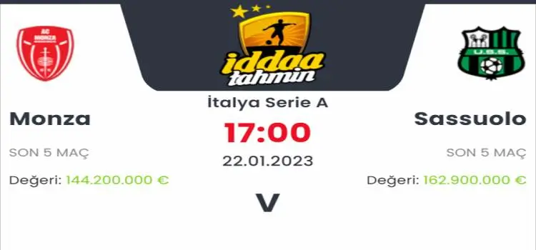 Monza Sassuolo İddaa Maç Tahmini 22 Ocak 2023
