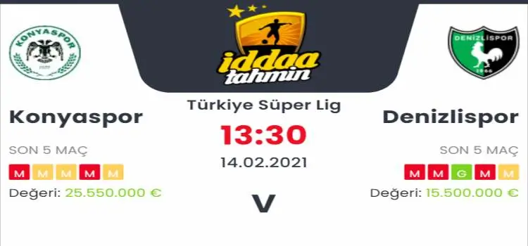 Konyaspor Denizlispor Maç Tahmini ve İddaa Tahminleri : 14 Şubat 2021
