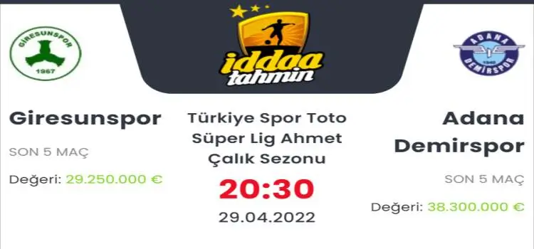 Giresunspor Adana Demirspor İddaa Maç Tahmini 29 Nisan 2022