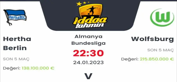 Hertha Berlin Wolfsburg İddaa Maç Tahmini 24 Ocak 2023