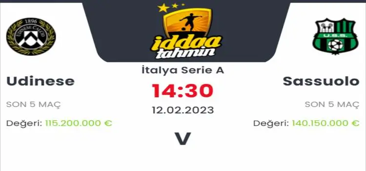 Udinese Sassuolo İddaa Maç Tahmini 12 Şubat 2023