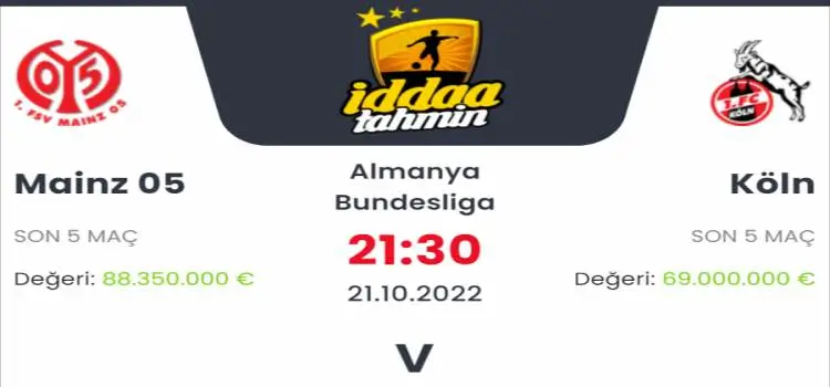 Mainz Köln İddaa Maç Tahmini 21 Ekim 2022