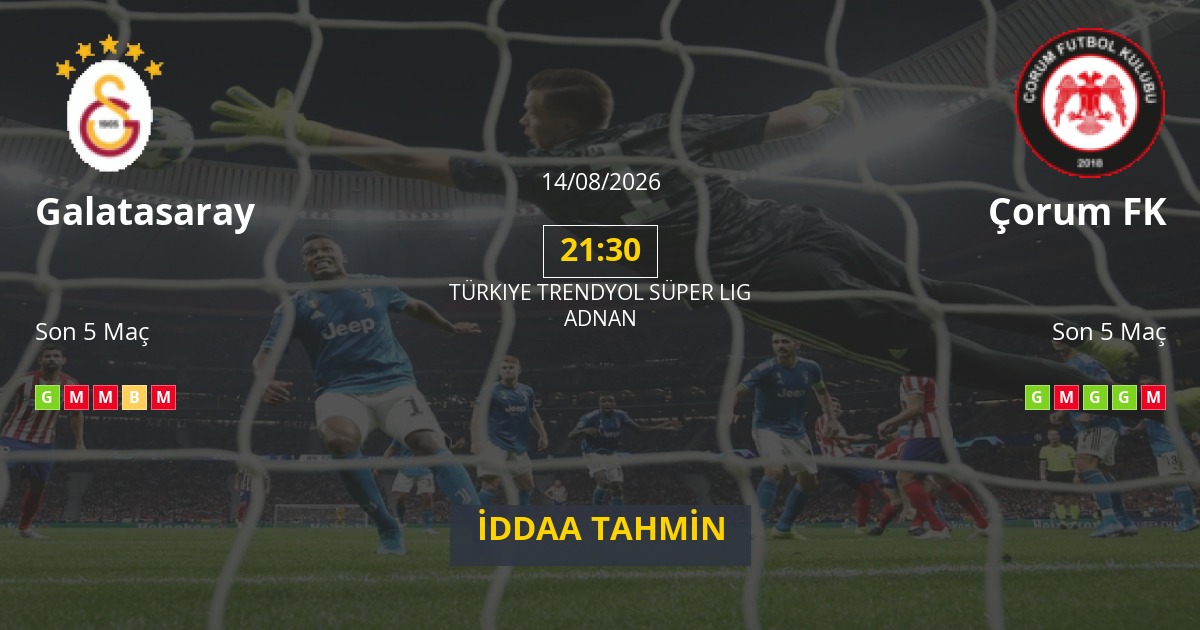 Galatasaray Çorum FK İddaa Maç Tahmini 14 Ağustos 2026