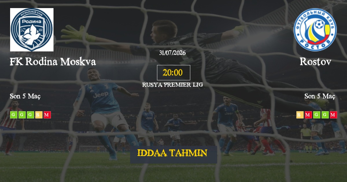 FK Rodina Moskva Rostov İddaa Maç Tahmini 31 Temmuz 2026
