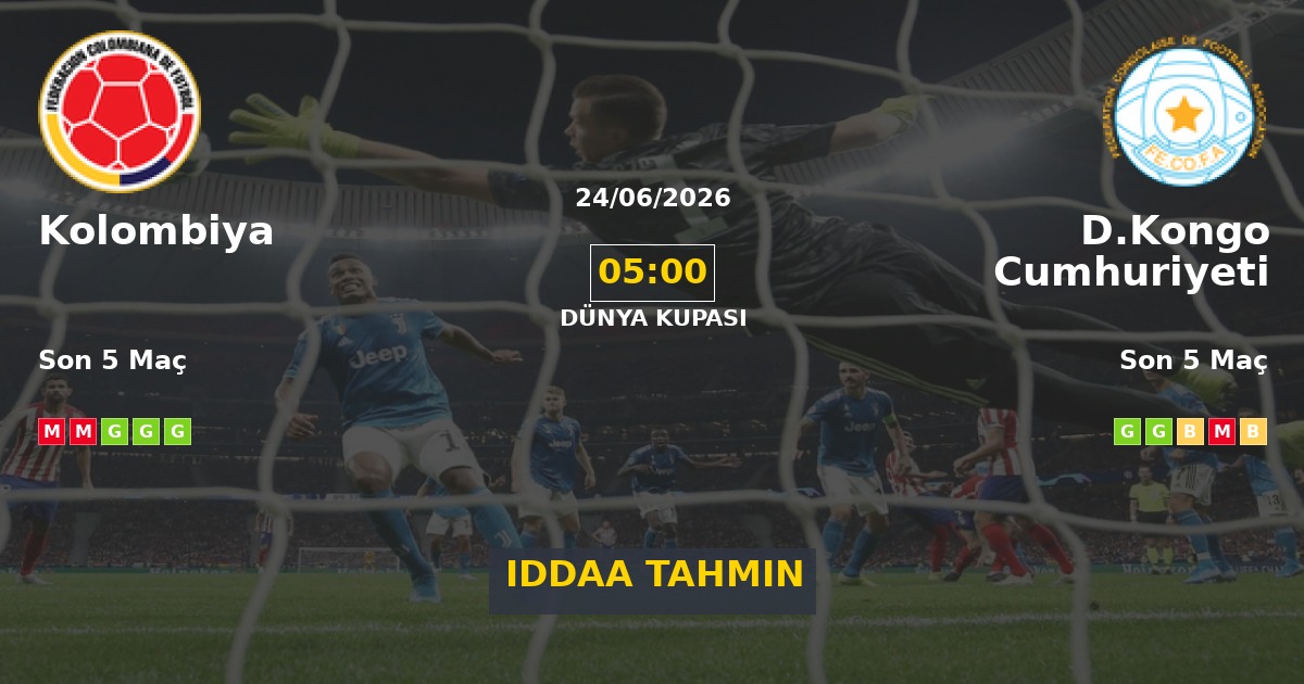 Kolombiya D.Kongo Cumhuriyeti İddaa Maç Tahmini 24 Haziran 2026