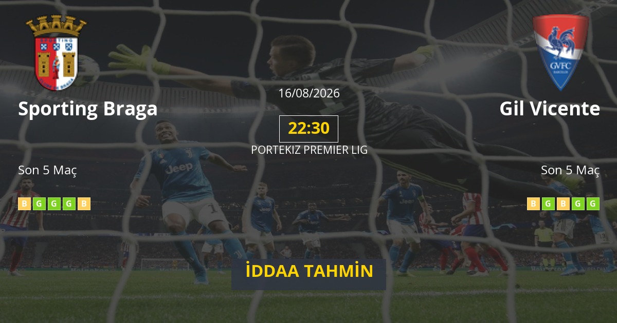 Sporting Braga Gil Vicente İddaa Maç Tahmini 16 Ağustos 2026