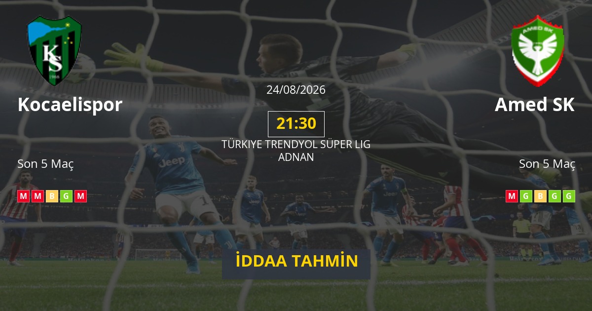 Kocaelispor Amed SK İddaa Maç Tahmini 24 Ağustos 2026
