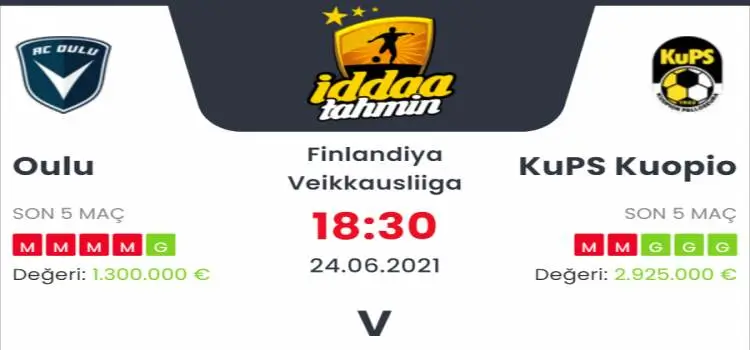 Oulu KuPS Kuopio İddaa Maç Tahmini 24 Haziran 2021