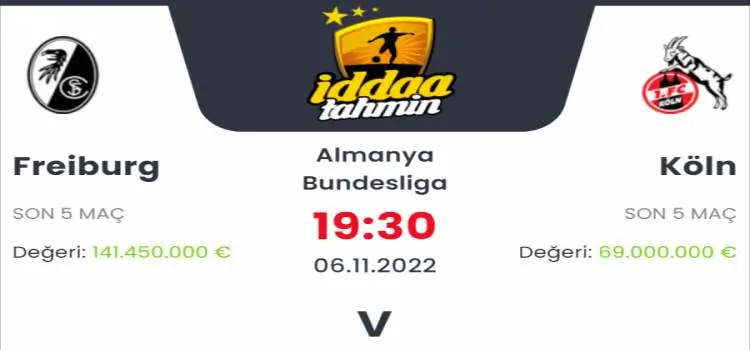 Freiburg Köln İddaa Maç Tahmini 6 Kasım 2022
