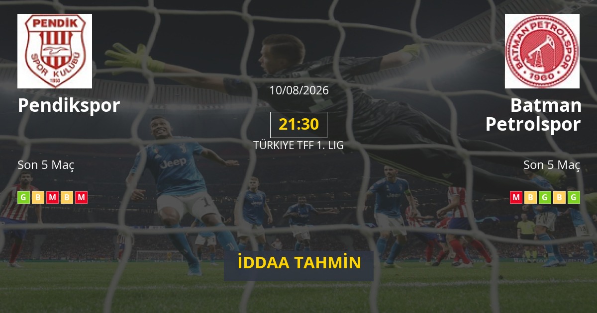 Pendikspor Batman Petrolspor İddaa Maç Tahmini 10 Ağustos 2026