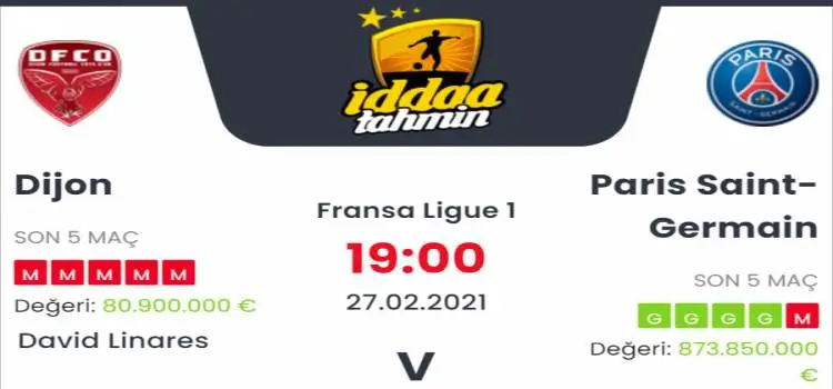 Dijon PSG Maç Tahmini ve İddaa Tahminleri : 27 Şubat 2021