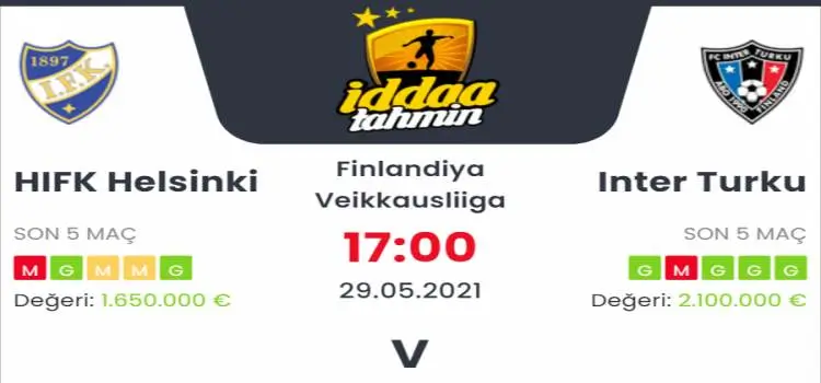 HIFK Helsinki Inter Turku İddaa Maç Tahmini 29 Mayıs 2021
