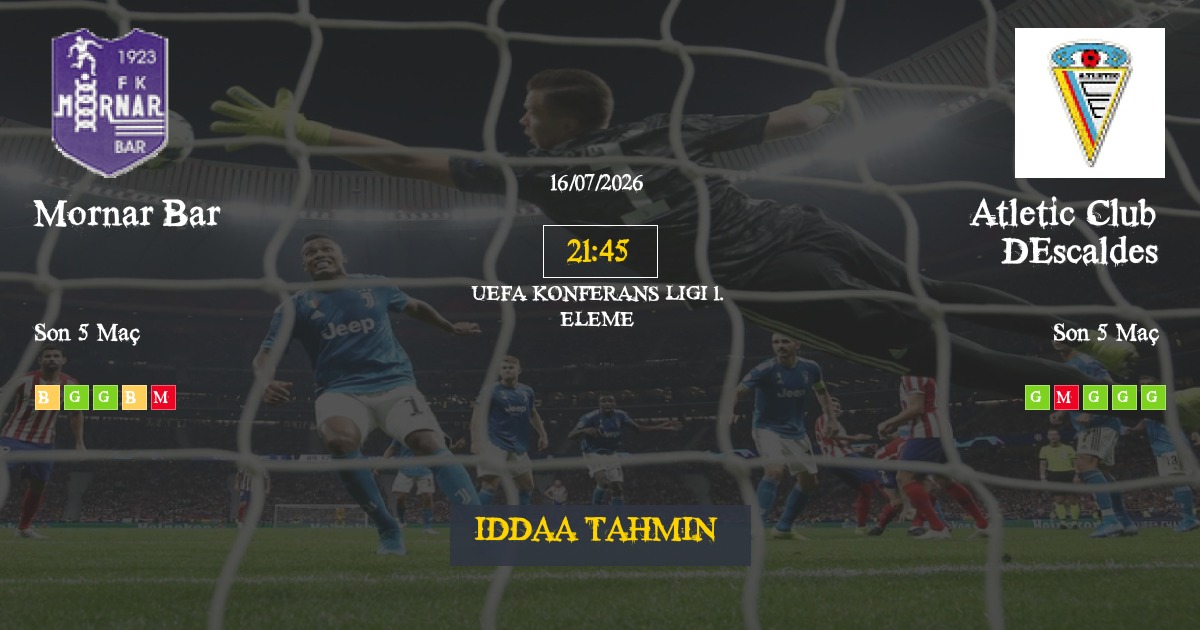 Mornar Bar Atletic Club DEscaldes İddaa Maç Tahmini 16 Temmuz 2026