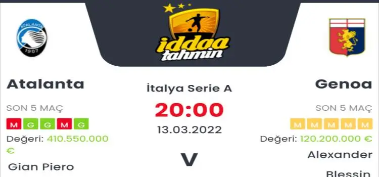Atalanta Genoa İddaa Maç Tahmini 13 Mart 2022