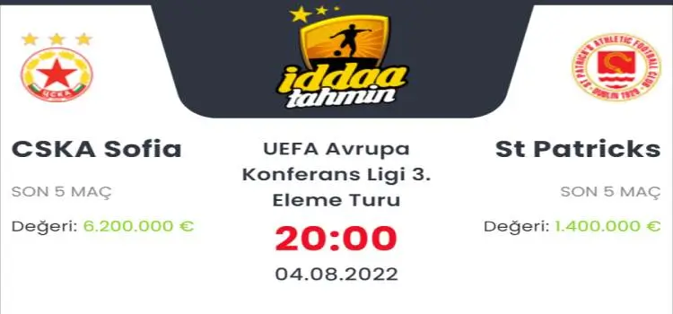 CSKA Sofia St Patricks İddaa Maç Tahmini 4 Ağustos 2022