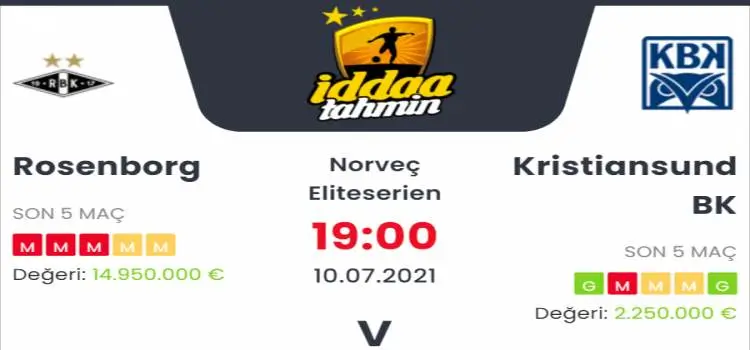 Rosenborg Kristiansund İddaa Maç Tahmini 10 Temmuz 2021