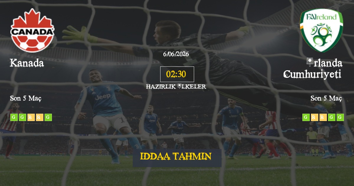 Kanada İrlanda Cumhuriyeti İddaa Maç Tahmini 06 Haziran 2026