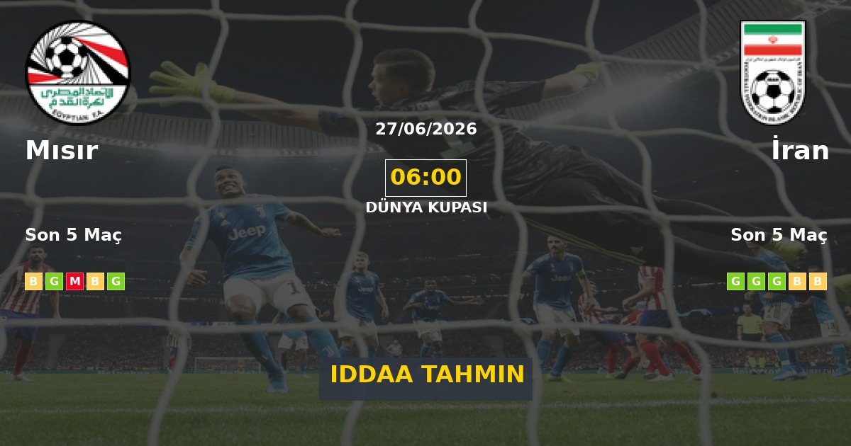 Mısır İran İddaa Maç Tahmini 27 Haziran 2026