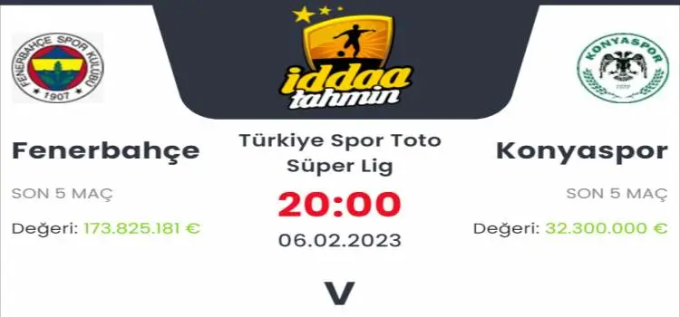 Fenerbahçe Konyaspor İddaa Maç Tahmini 6 Şubat 2023