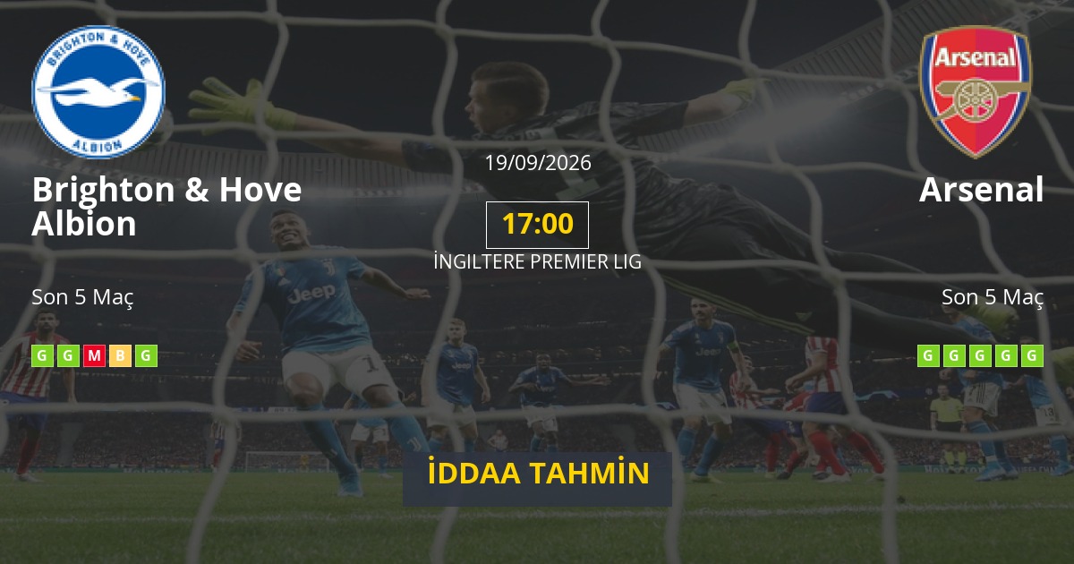 Brighton & Hove Albion Arsenal İddaa Maç Tahmini 19 Eylül 2026
