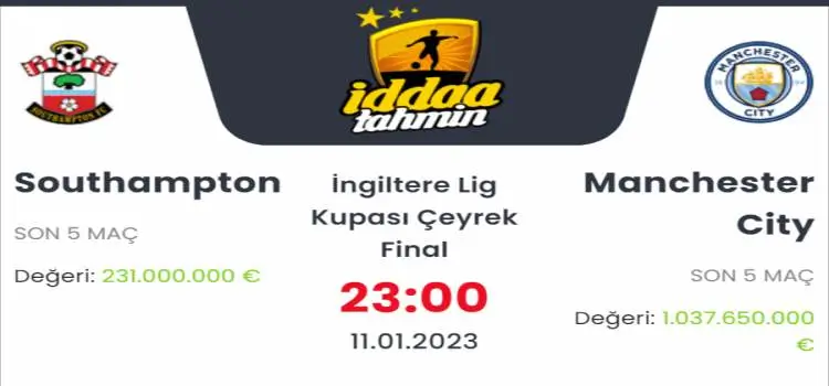 Southampton Manchester City İddaa Maç Tahmini 11 Ocak 2023